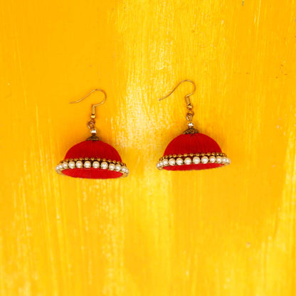 Crimson Jhumka Earrings