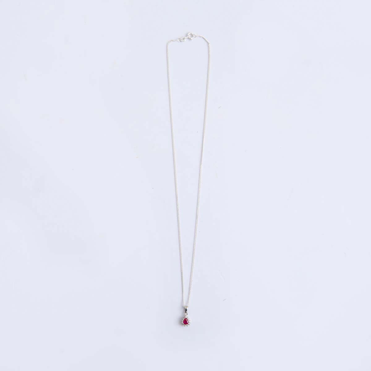 Silver Synthetic Stone Pendant & Chain