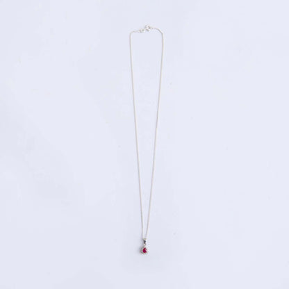 Silver Synthetic Stone Pendant & Chain