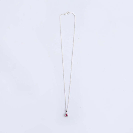Silver Synthetic Stone Pendant & Chain