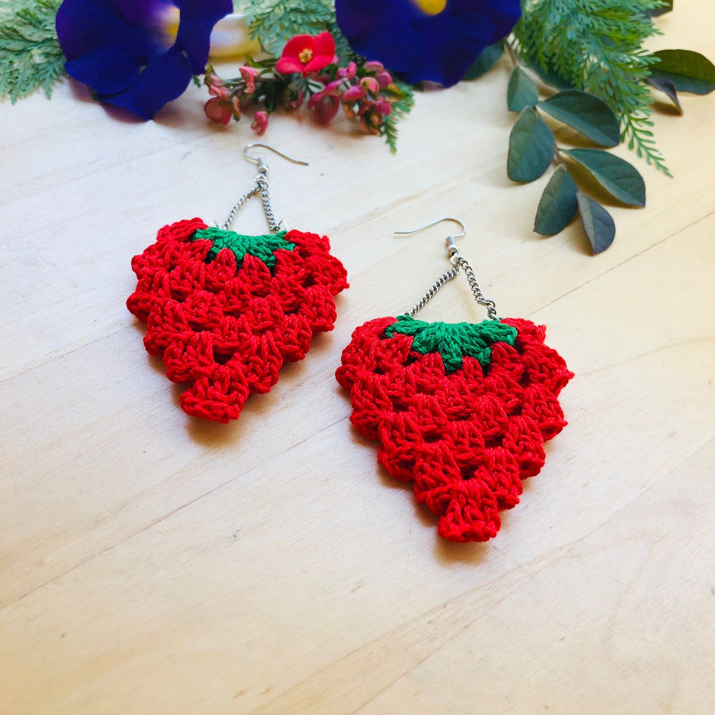 Strawberry Crochet Earrings