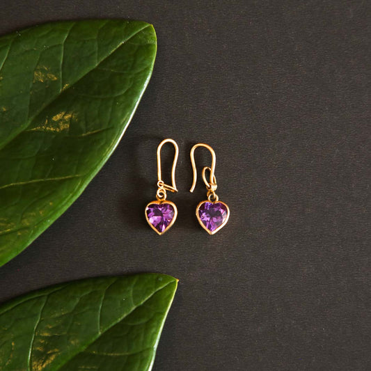 Amethyst Heart Earrings