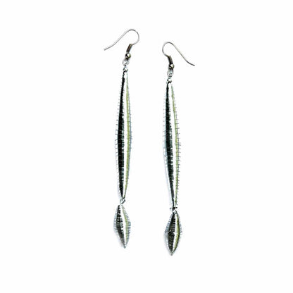 Long Silver Bead Earrings