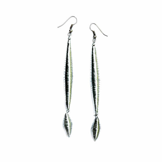 Long Silver Bead Earrings