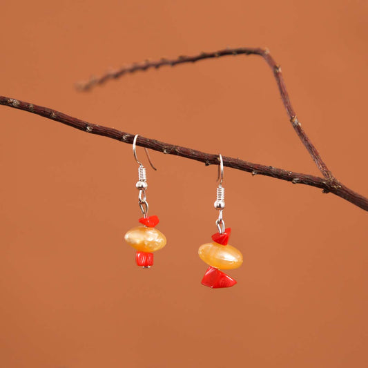 Chiped Red Drop Earrings
