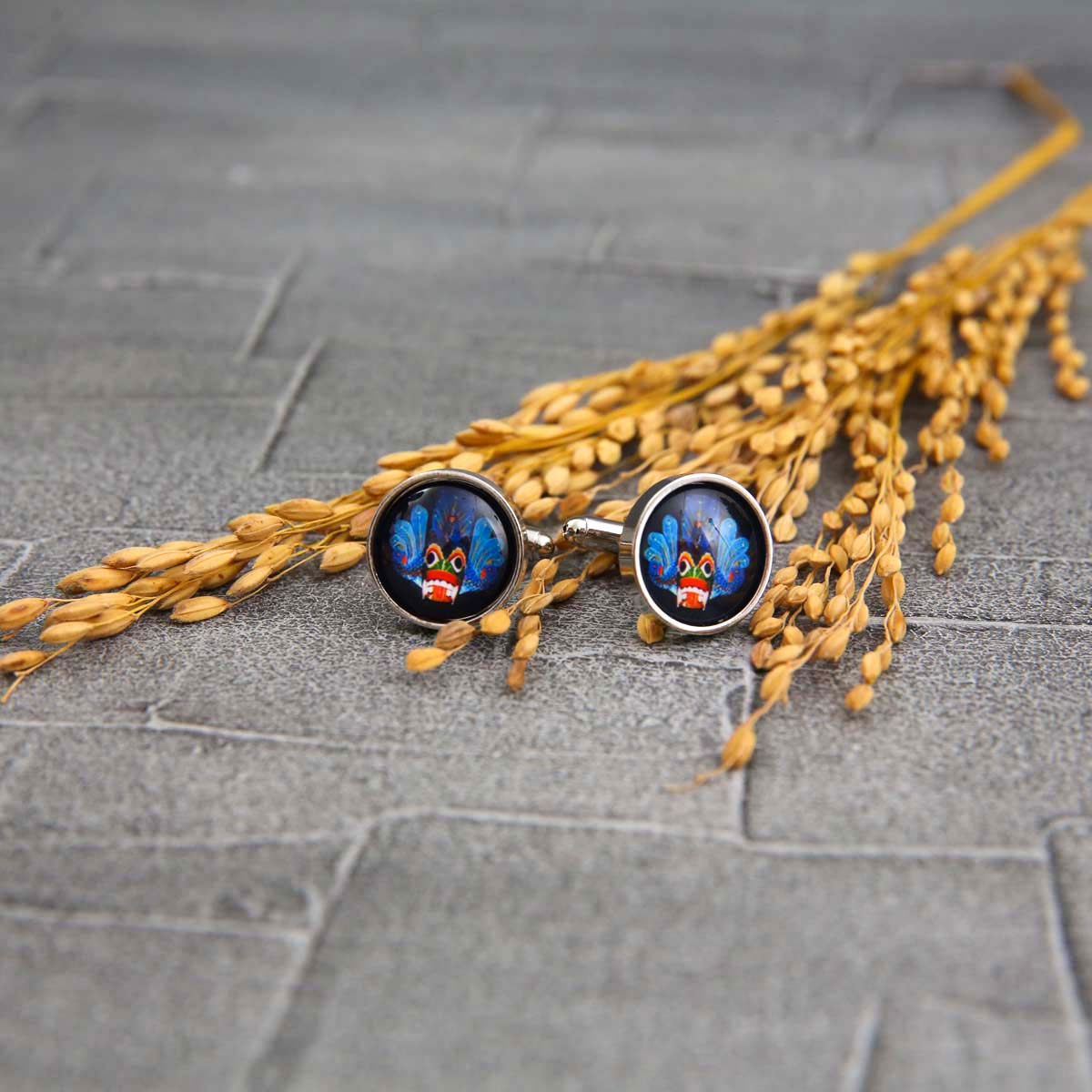 Blue Mayura Mask Cufflinks