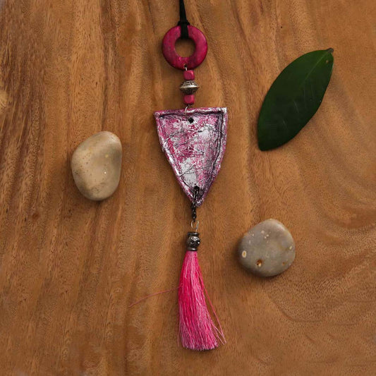 Alu Crafted Pink Tassel Necklace