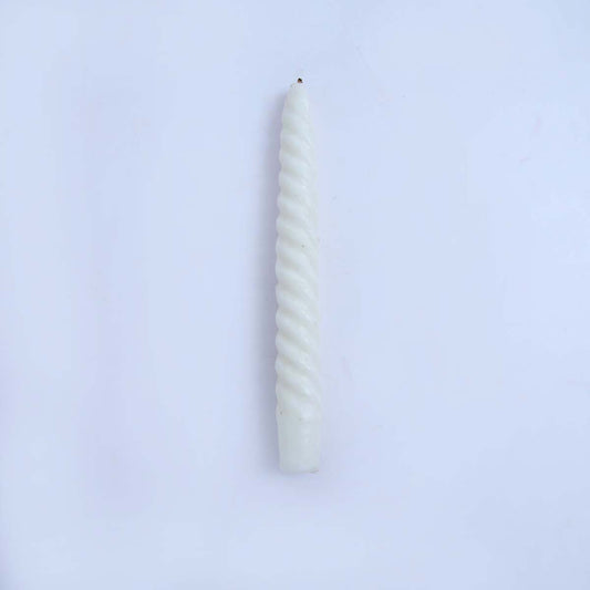 Spiral White Candle 8"