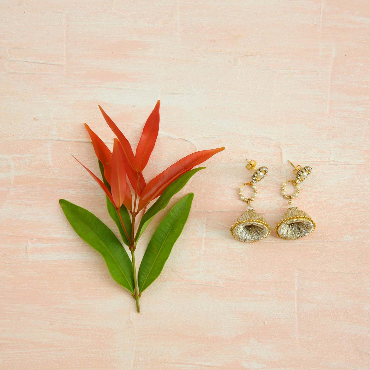 White Gold Jhumka Earrings
