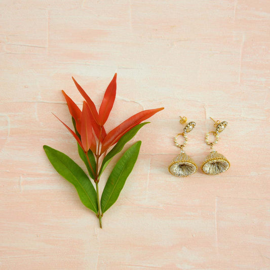 White Gold Jhumka Earrings