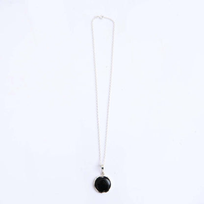 Silver Black Onyx Pendant & Chain