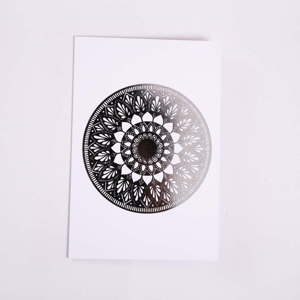 Silver Foil Lazy Daisy Mandala Card