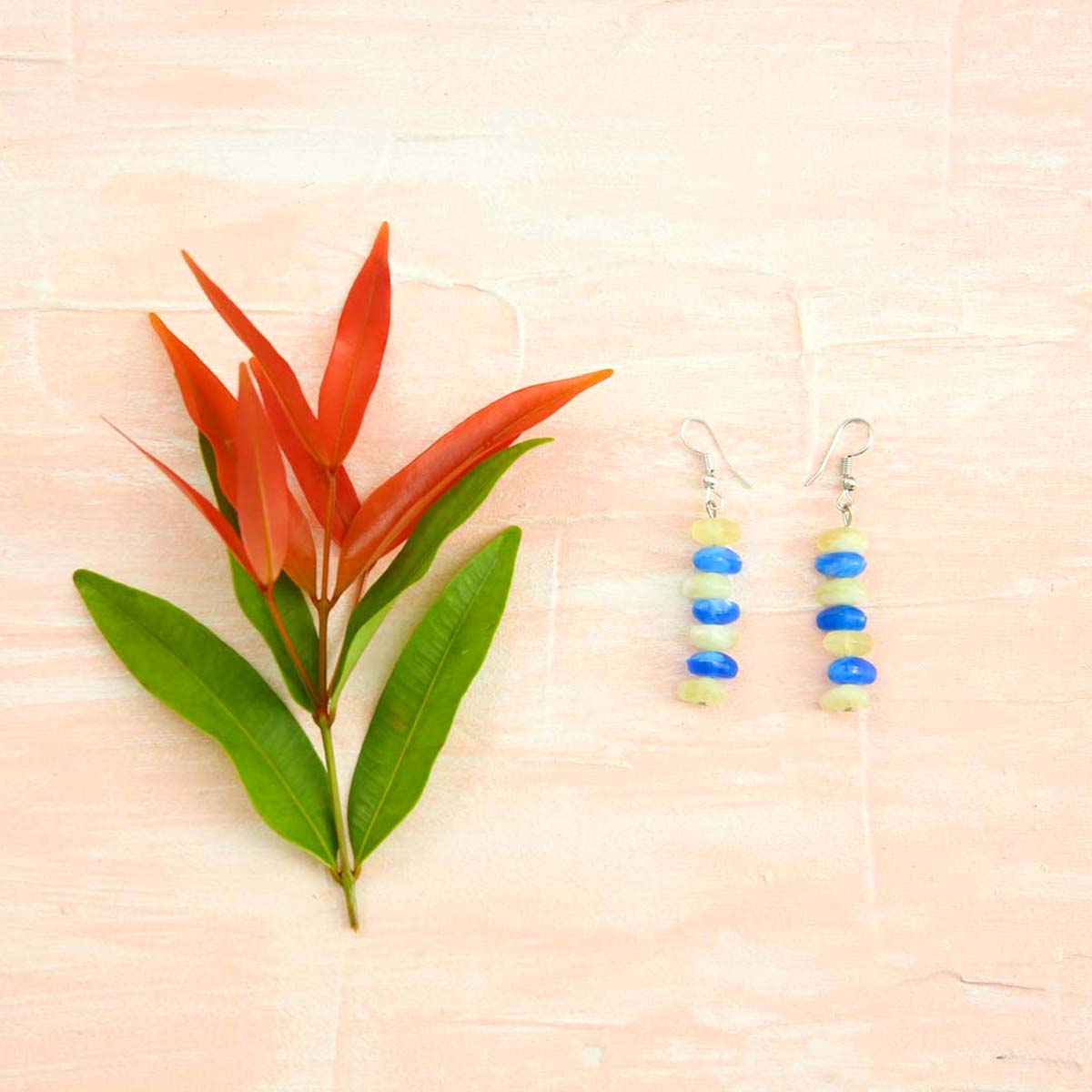 Blue Stoned Drop Earrings