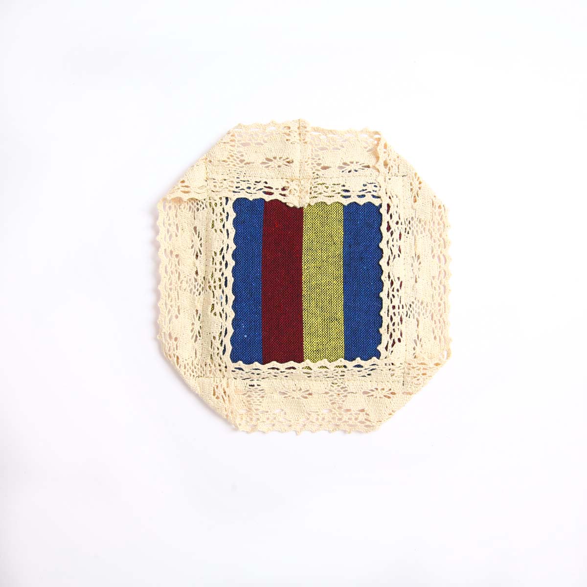 Blue Striped Handloom & Lace Coaster