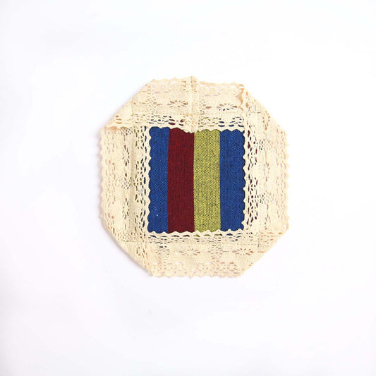 Blue Striped Handloom & Lace Coaster