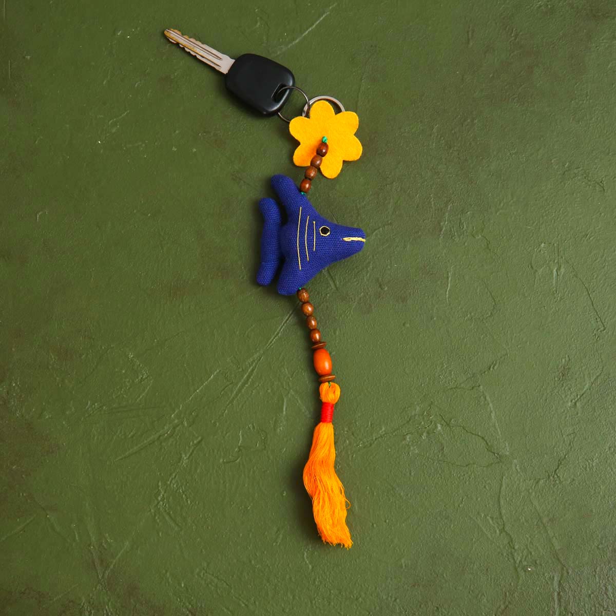 Blue Angel Fish Handloom Key Tag