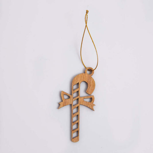 Candy Cane Wooden Ornament
