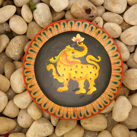 Traditional Elephant Decorative Wooden Plate