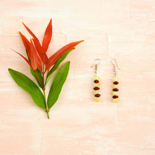 Red Stoned Drop Earrings