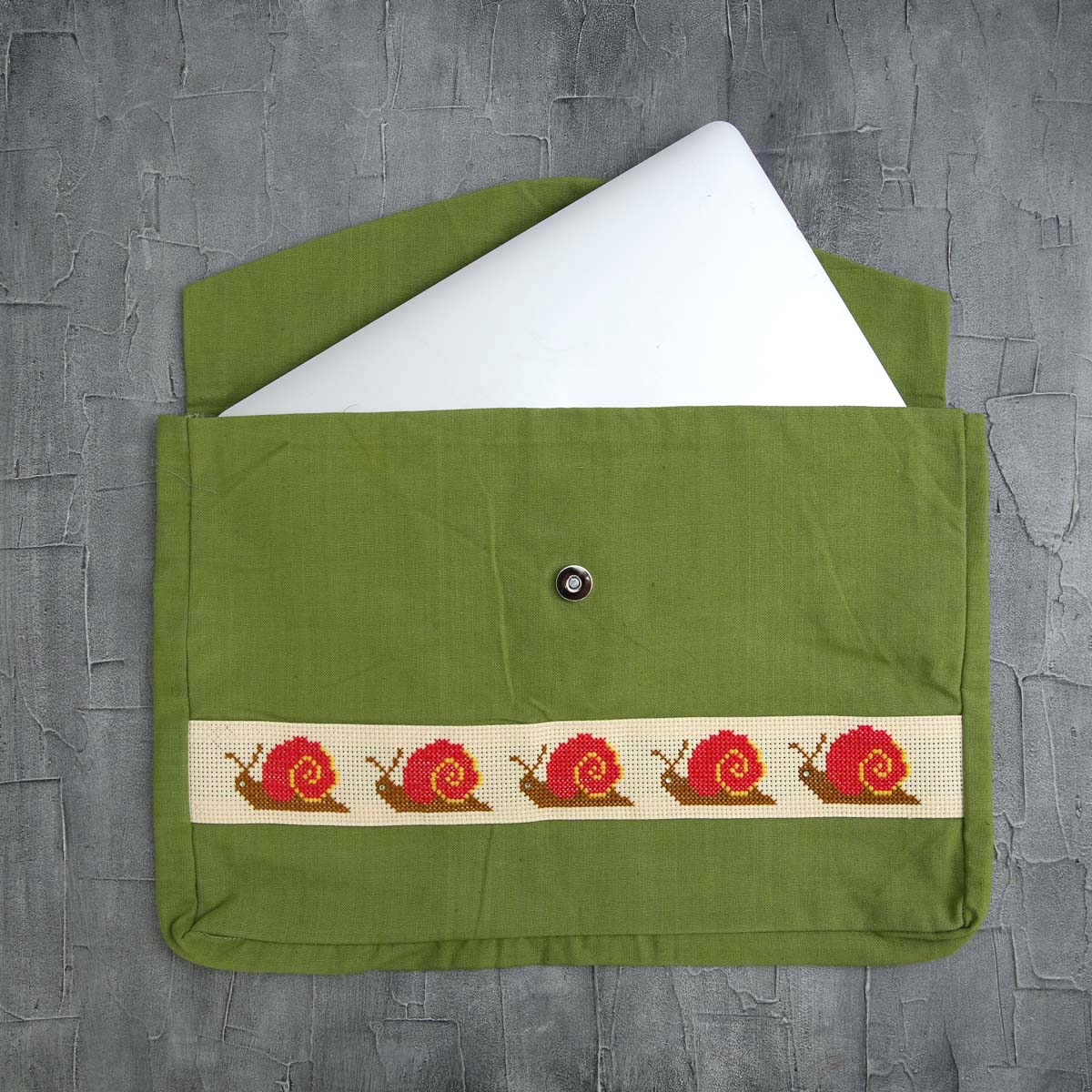 Green Snail Handloom Laptop Case