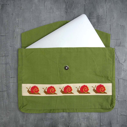 Green Snail Handloom Laptop Case