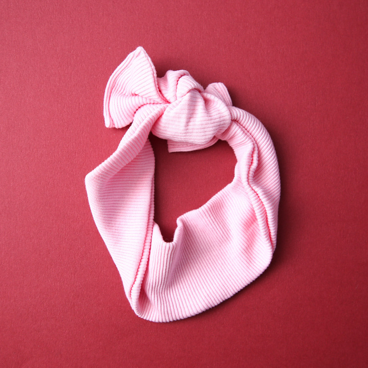 Pink Ribbed Baby Bow Knot Headband
