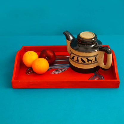 Red Whale Wooden Tray