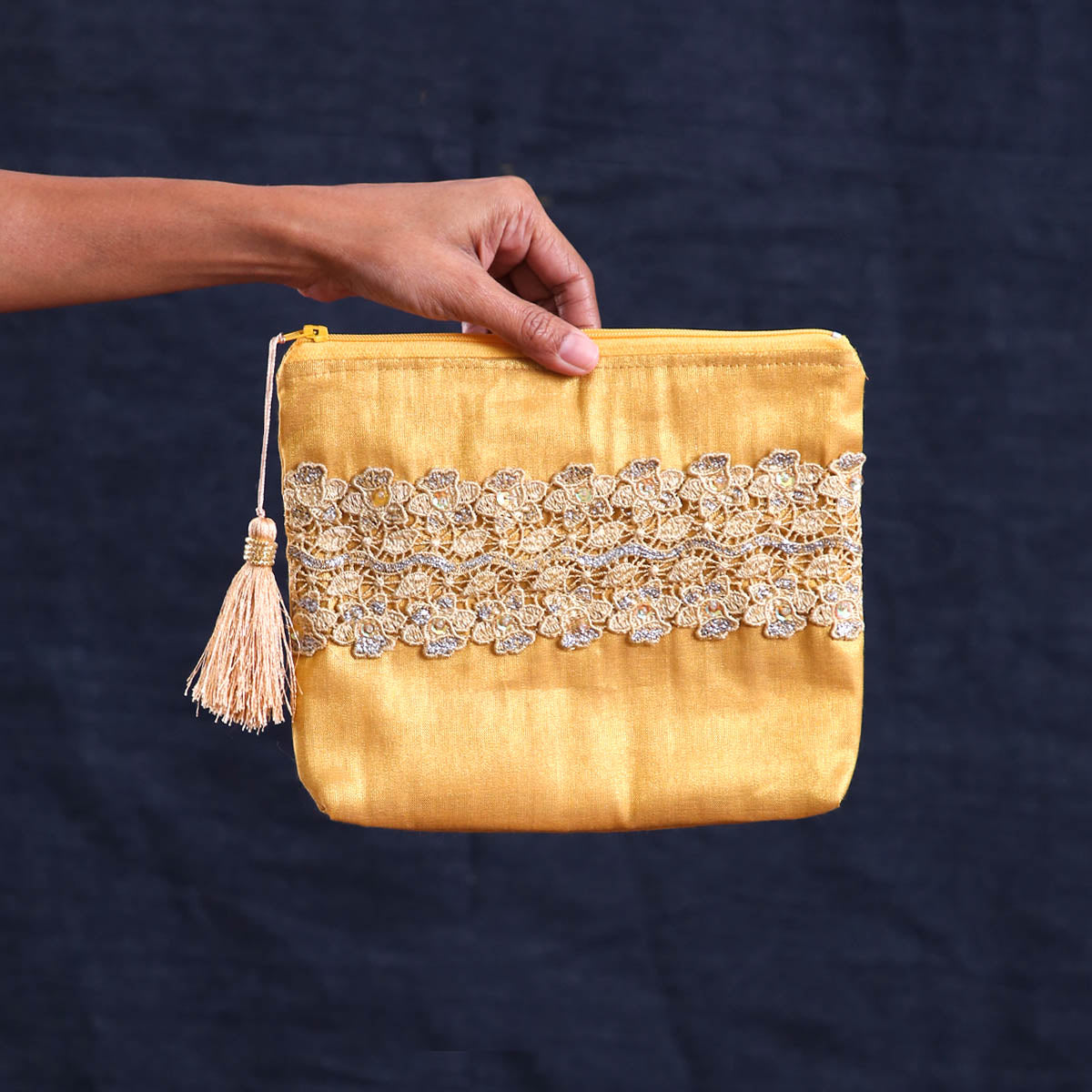 Mustard Glitter Pouch