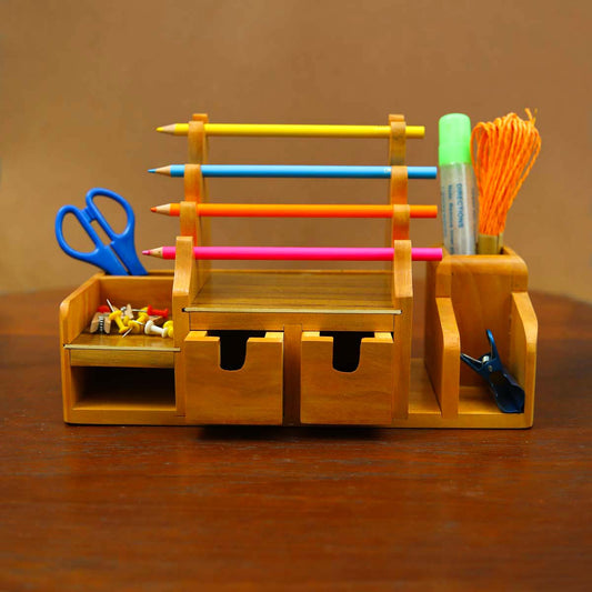 Wooden Desk Organizer With Drawers