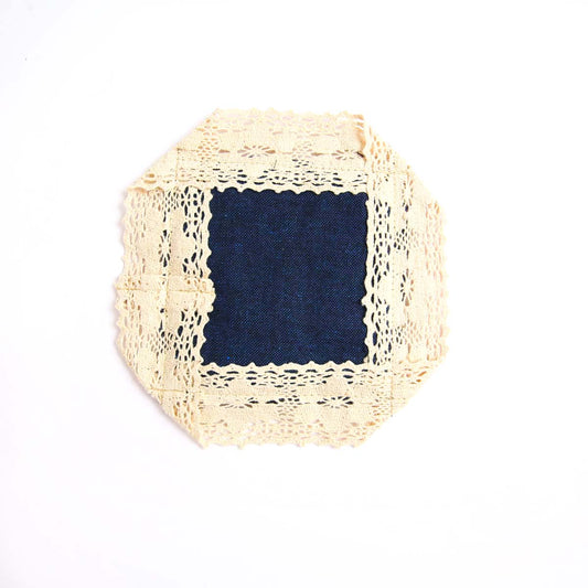 Blue Handloom & Lace Coaster