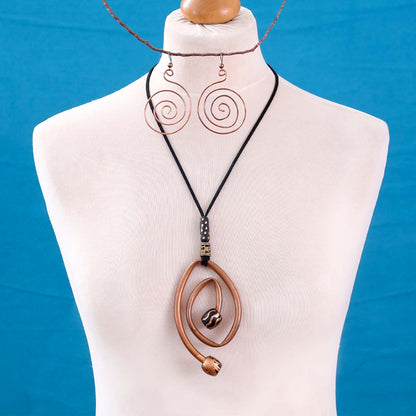 Metal Swirl Necklace & Earring Set