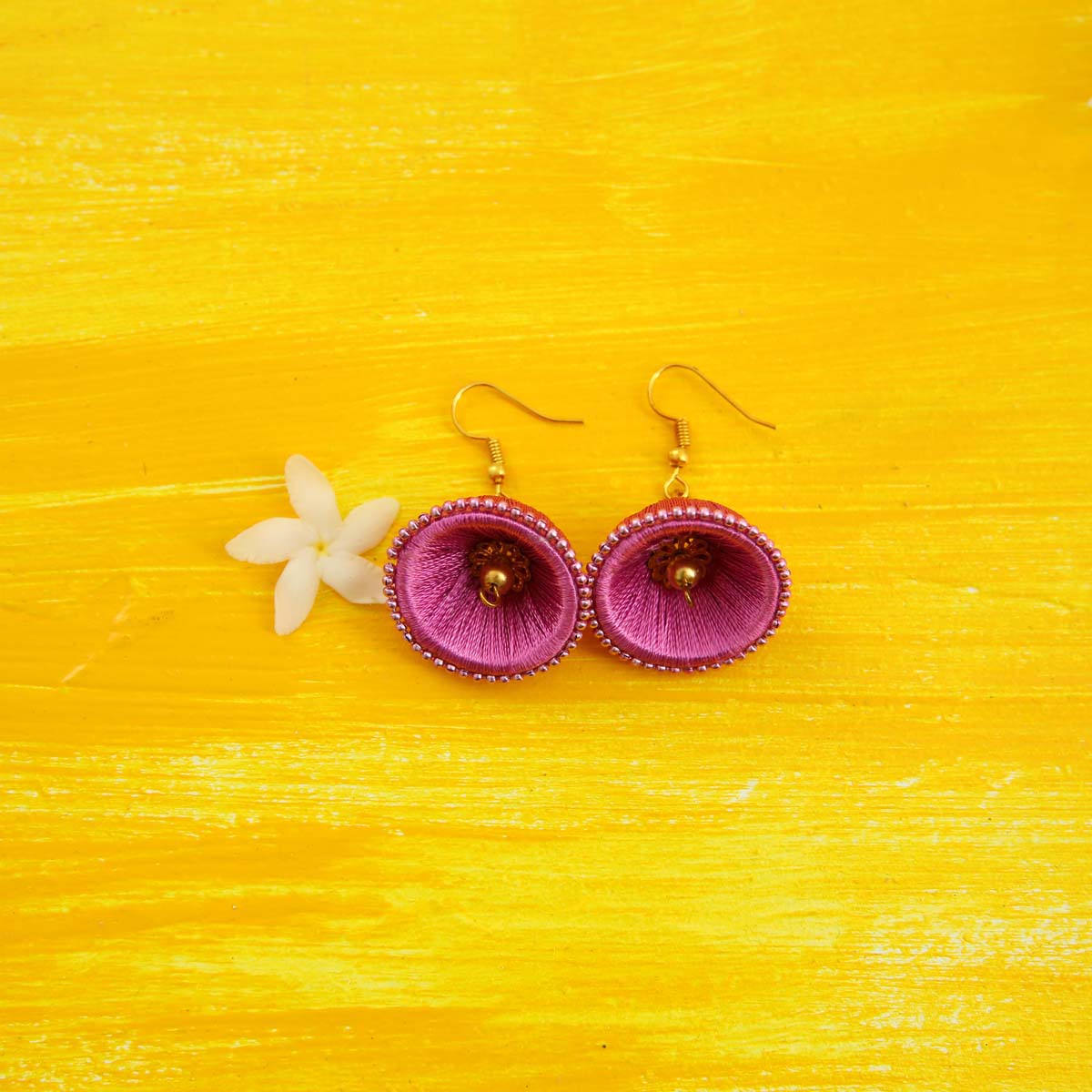 Pink Rose Jhumka Earrings