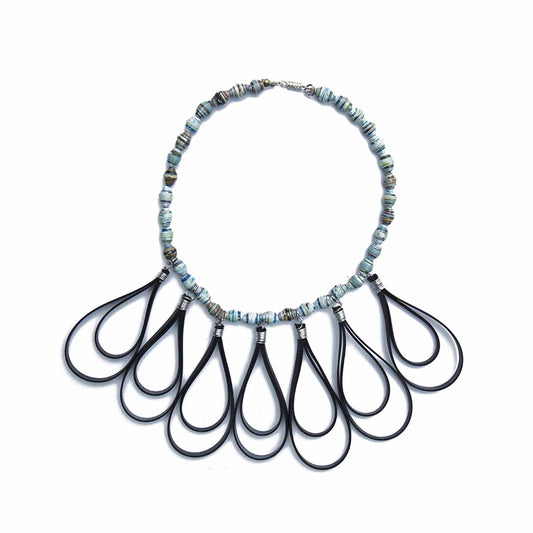 Paper Bead Bike Tyre Loops Necklace