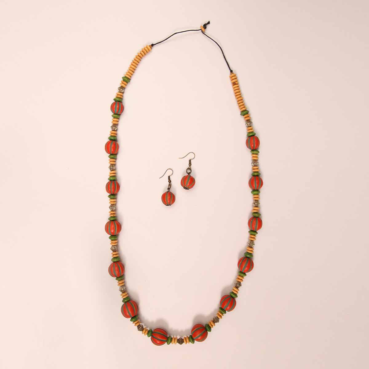 Apricot Beaded Necklace &amp; Matching Jewellery Set