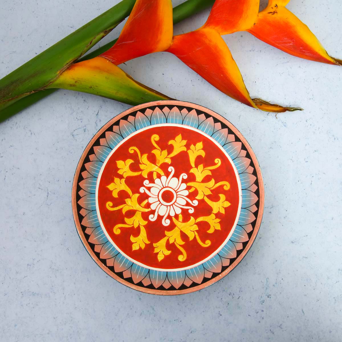 Sun Motif Wooden Decorative Plate
