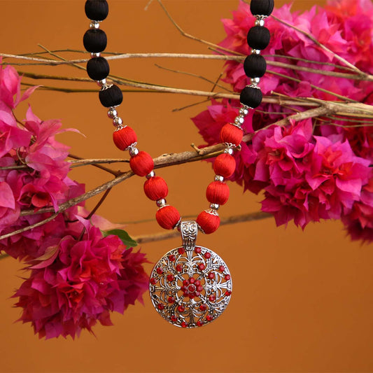 Vermillion Mandala Necklace