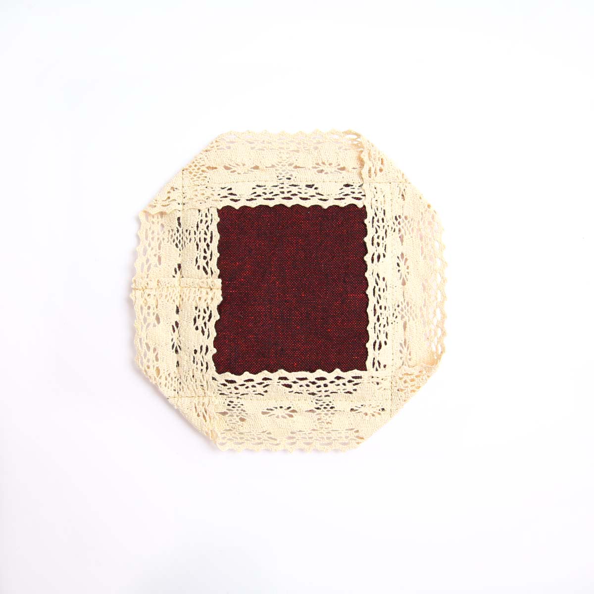 Red Handloom & Lace Coaster