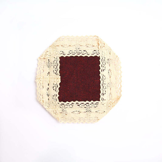 Red Handloom & Lace Coaster