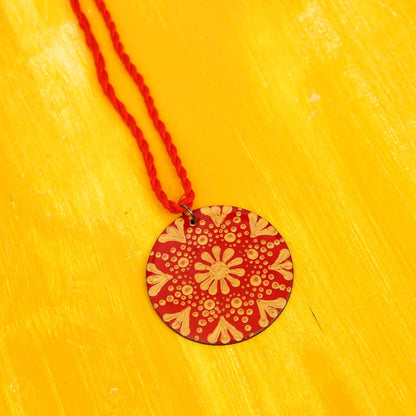 Dotted Red Mandala Necklace
