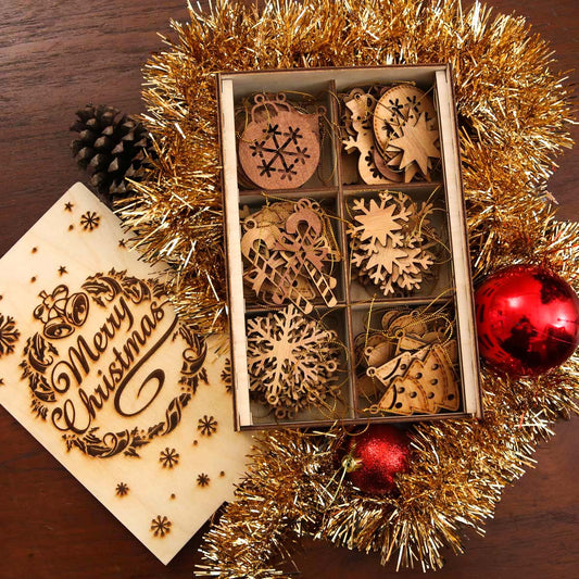 Wooden Christmas Tree Decor Set