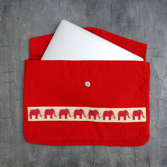 Red Ellie Handloom Laptop Case