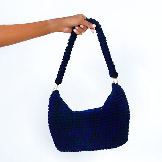 Navy Crotchet Shoulder Bag