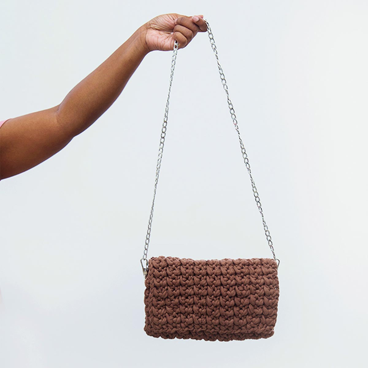 Brown Crotchet Clutch with Chain