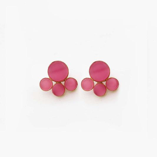Flamingo Agate Dotted Earrings