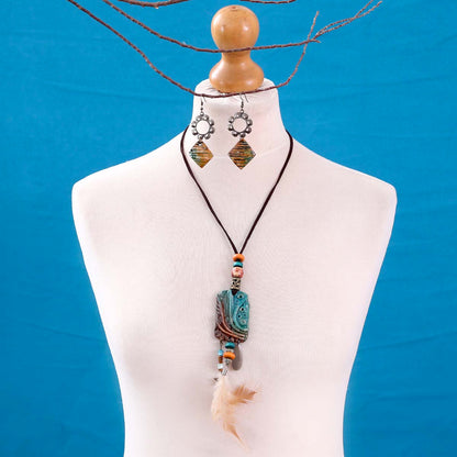 Feathered Flash Necklace & Earring Set