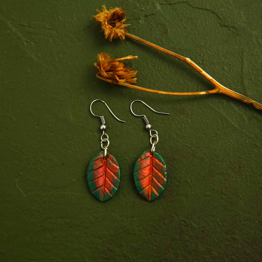 Green Tipped Terracotta Earrings