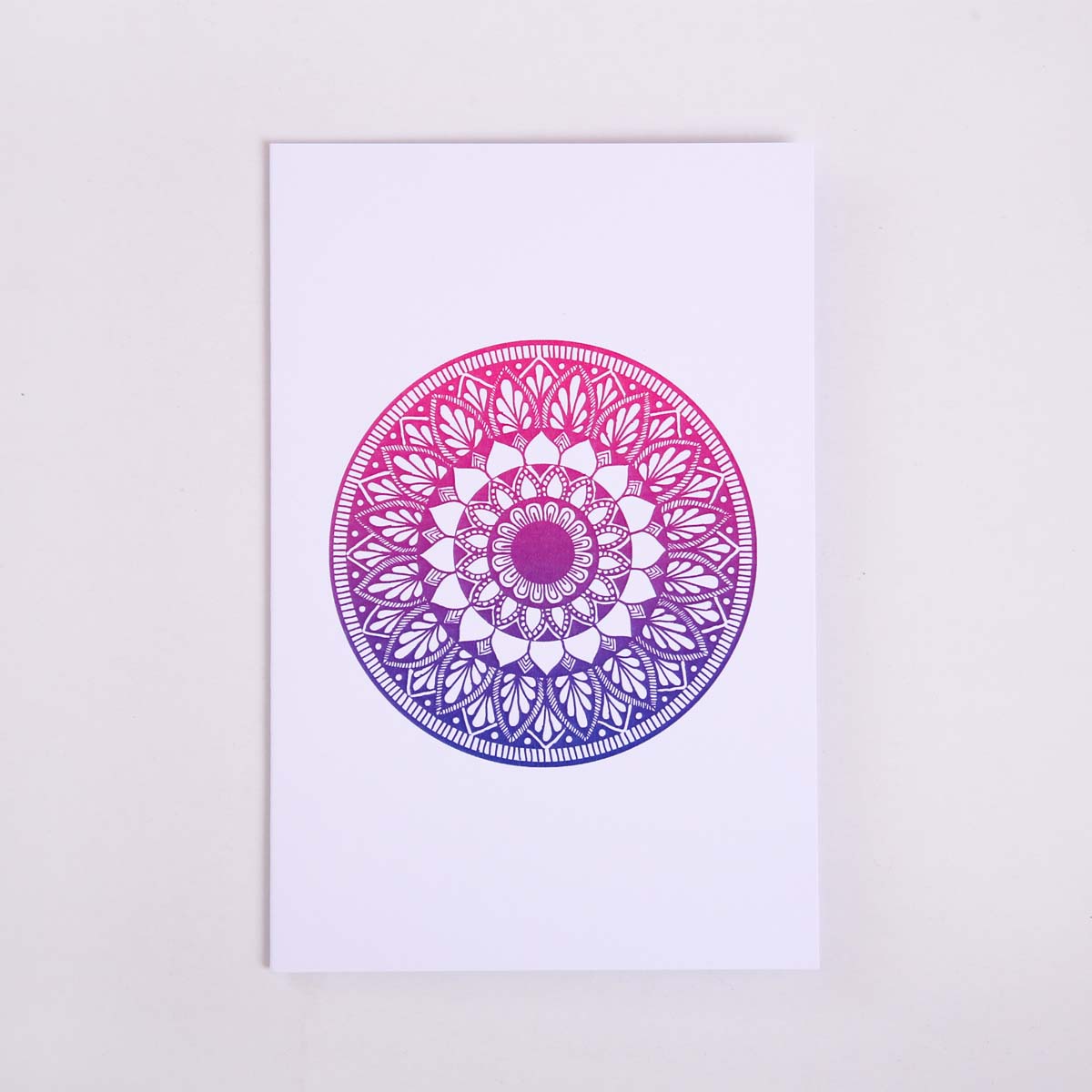 Navy Blue & Pink Shaded Lazy Daisy Mandala Card