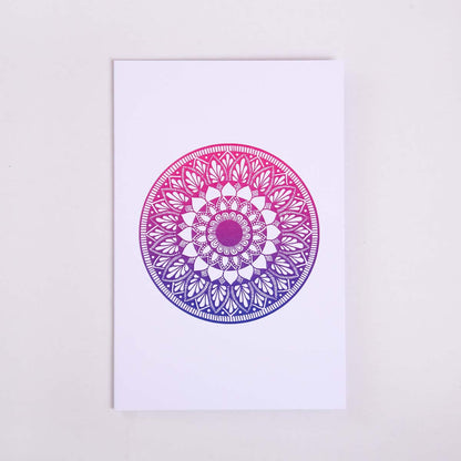 Navy Blue & Pink Shaded Lazy Daisy Mandala Card
