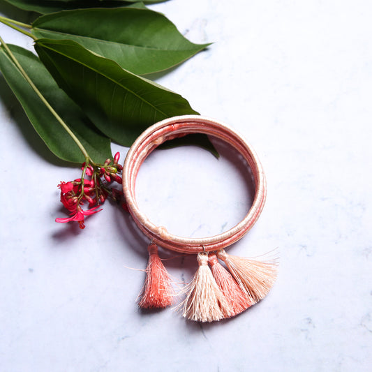 Peach and Coral Tassel Bangles