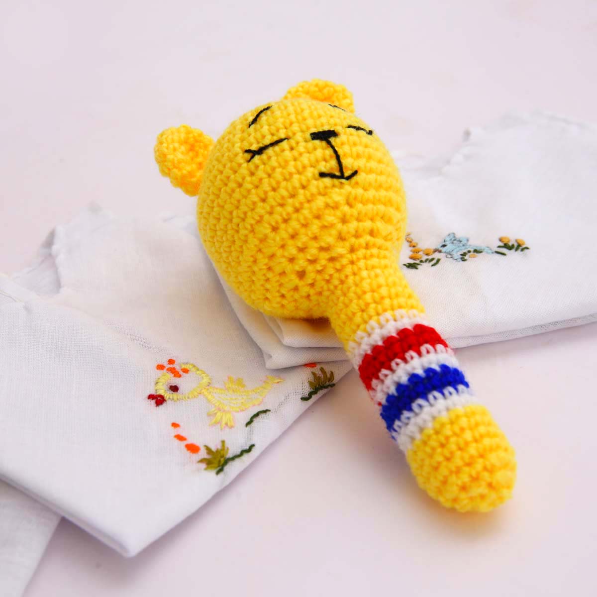 Baby Dress & Crochet Rattle Set